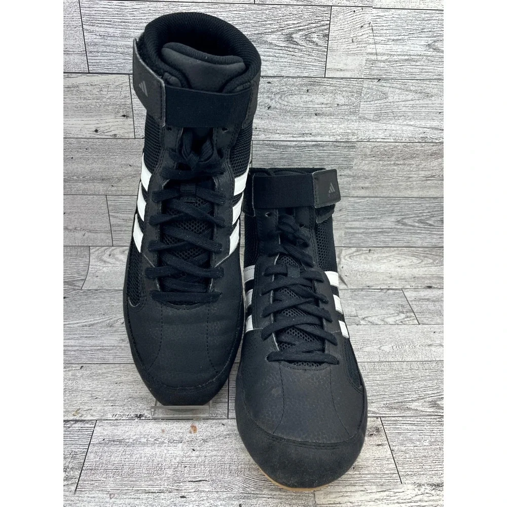 Adidas‎ HVC 2 Wrestling Shoes Men 8 Black White Gum AQ3325 Boxing Training High